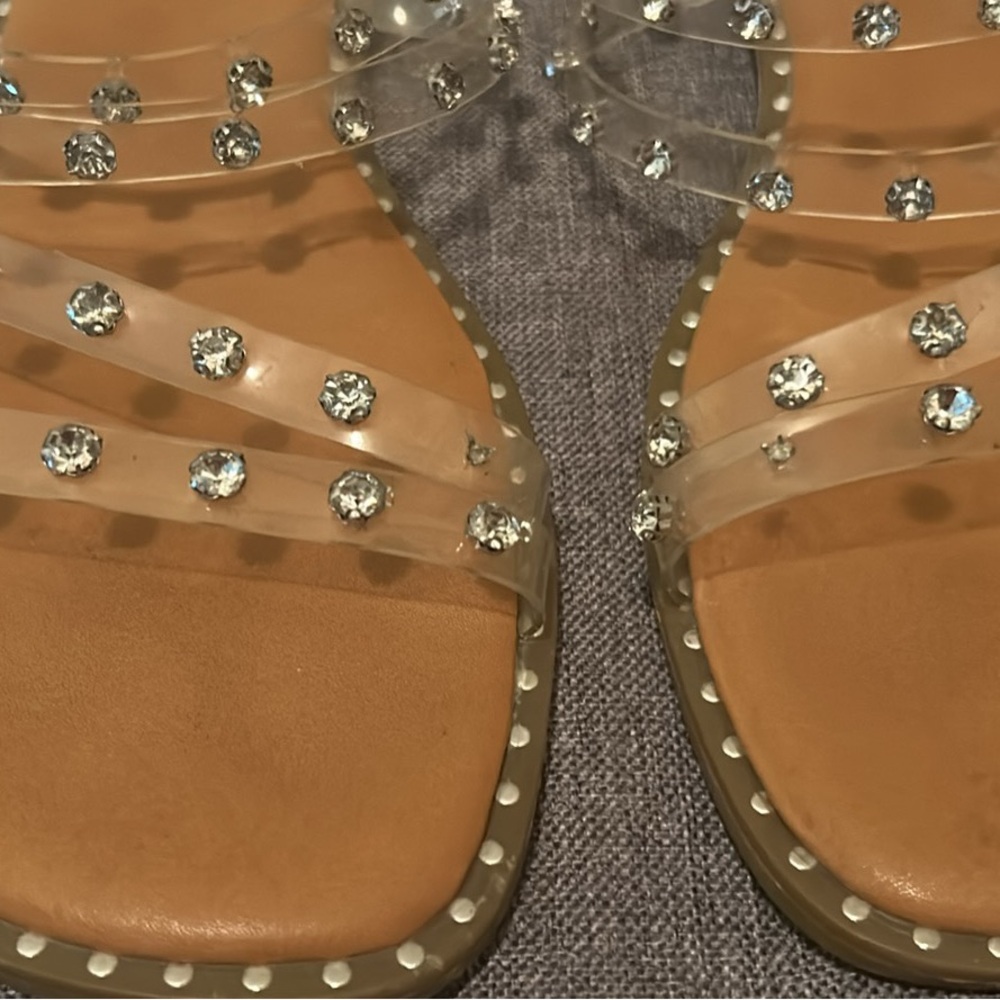 Crystal Embellished Clear Strap Sandals